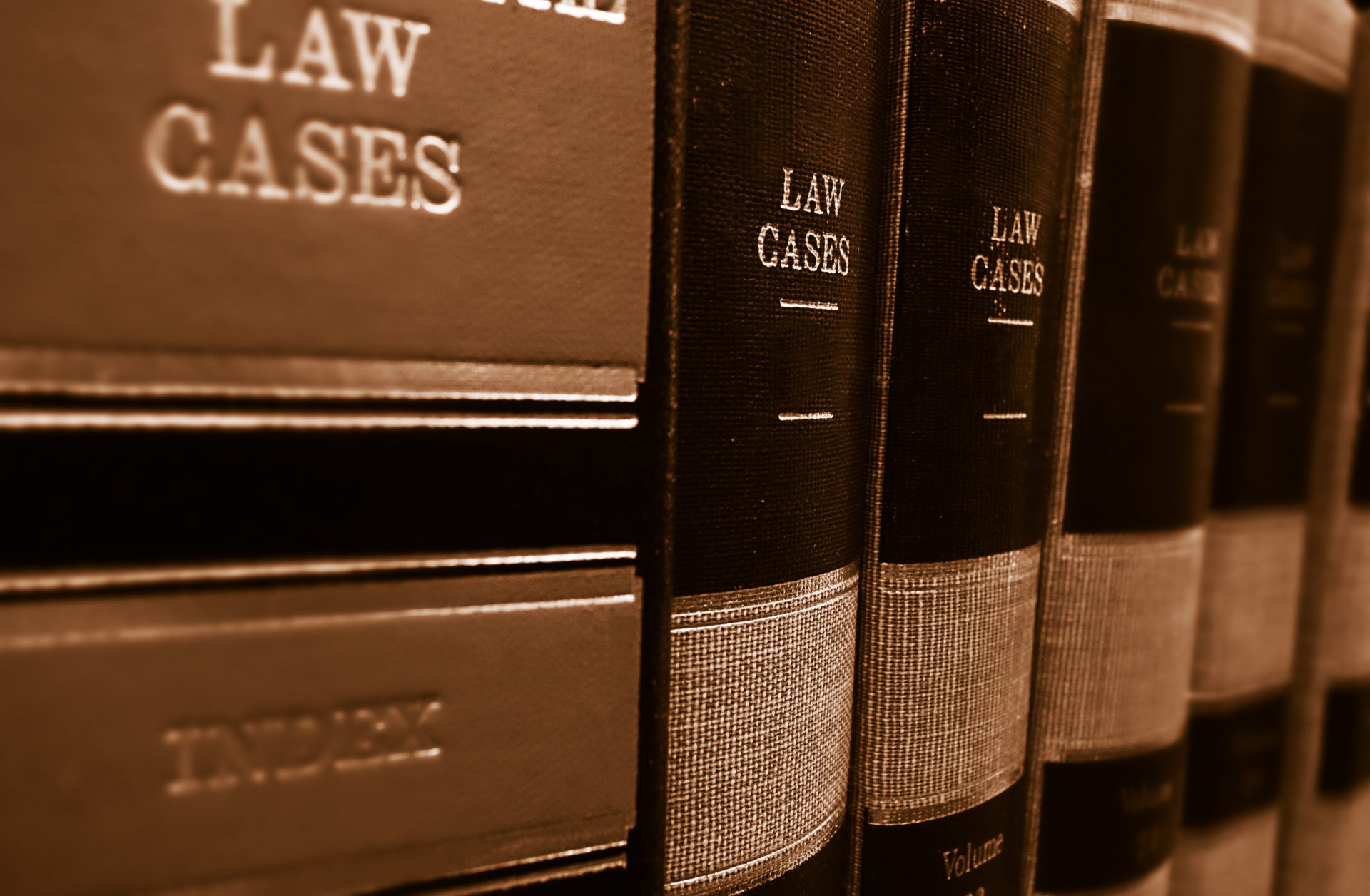 Close up of legal textbooks.
