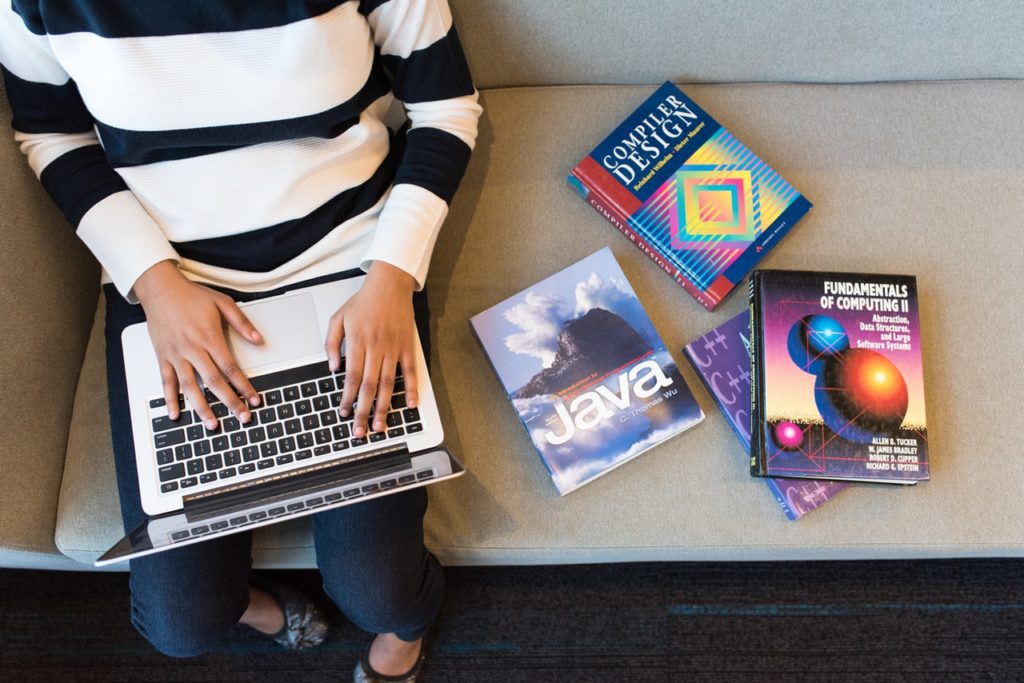 A woman learning to code in Toronto