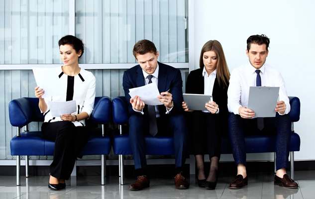 Applicants for a paralegal job waiting to be interviewed